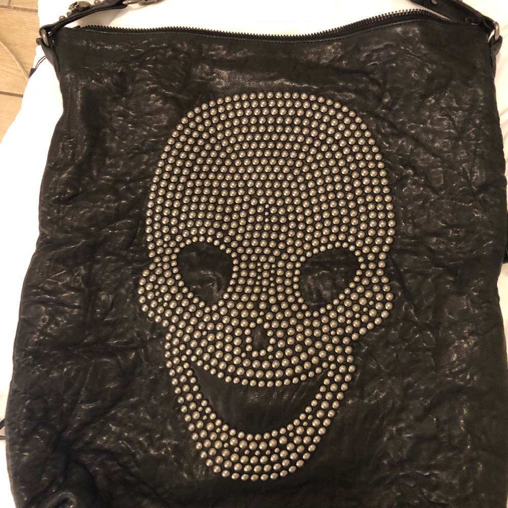Thomas Wylde Skull Black distressed Large Handbag